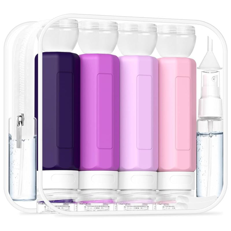 17 Count Travel Bottles for Toiletries, TSA Approved Travel Size Containers, Leak Proof Travel Containers for Toiletries, Refillable Travel Accessories for Shampoo Conditioner Purple