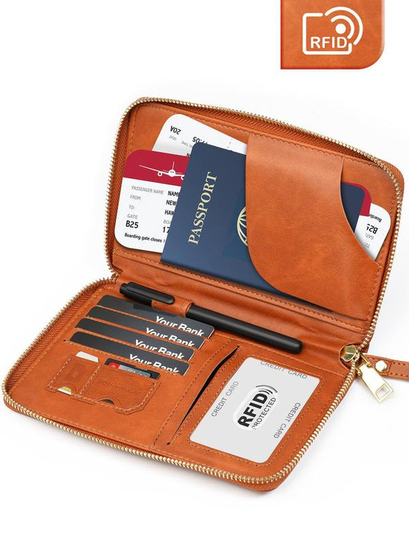 Passport Holder, Multi-Functional Zipper Travel Card Case, RFID Blocking Card Holder, Fashion Travel Wallet, Travel Accessories