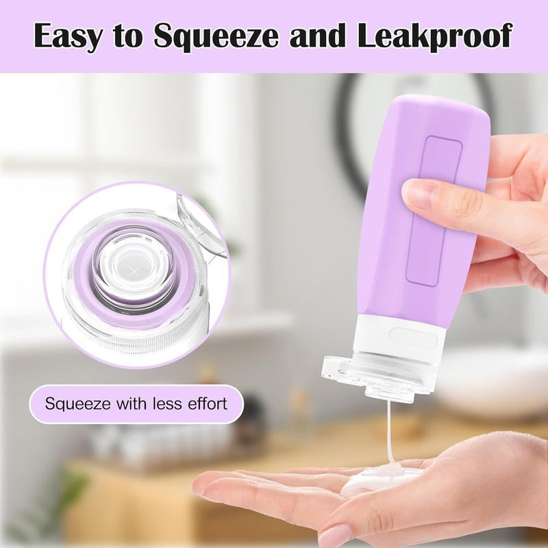 17 Count Travel Bottles for Toiletries, TSA Approved Travel Size Containers, Leak Proof Travel Containers for Toiletries, Refillable Travel Accessories for Shampoo Conditioner Purple
