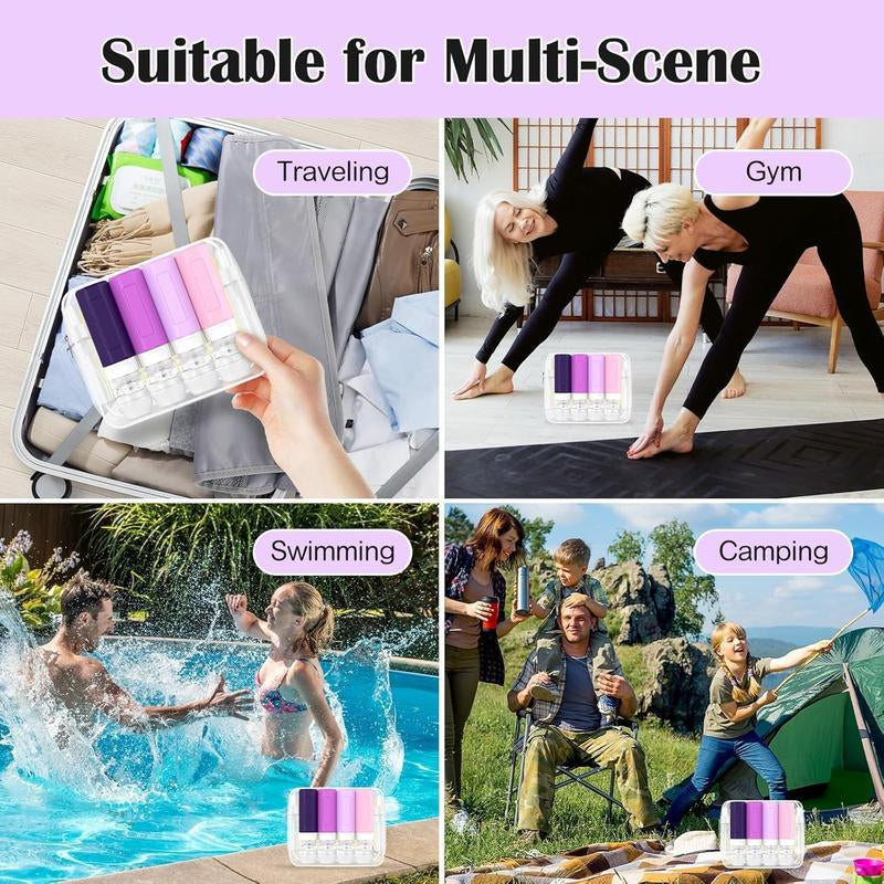 17 Count Travel Bottles for Toiletries, TSA Approved Travel Size Containers, Leak Proof Travel Containers for Toiletries, Refillable Travel Accessories for Shampoo Conditioner Purple