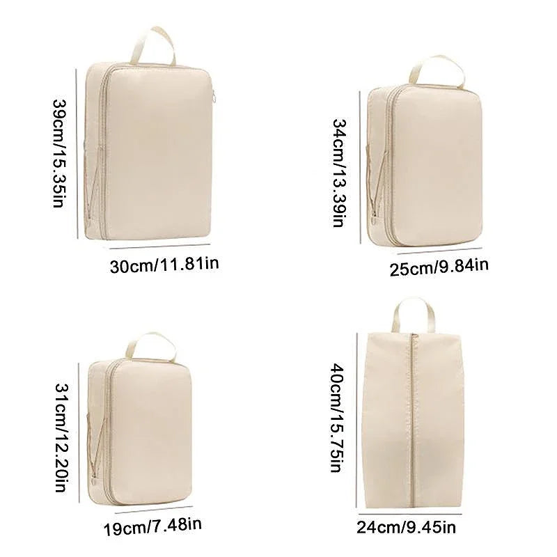4-Piece Travel Compression Bag Set - Luggage Organizer and Packing Cubes for Efficient Travel Storage