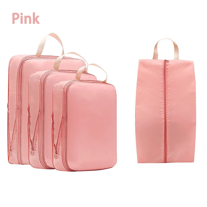 4-Piece Travel Compression Bag Set - Luggage Organizer and Packing Cubes for Efficient Travel Storage