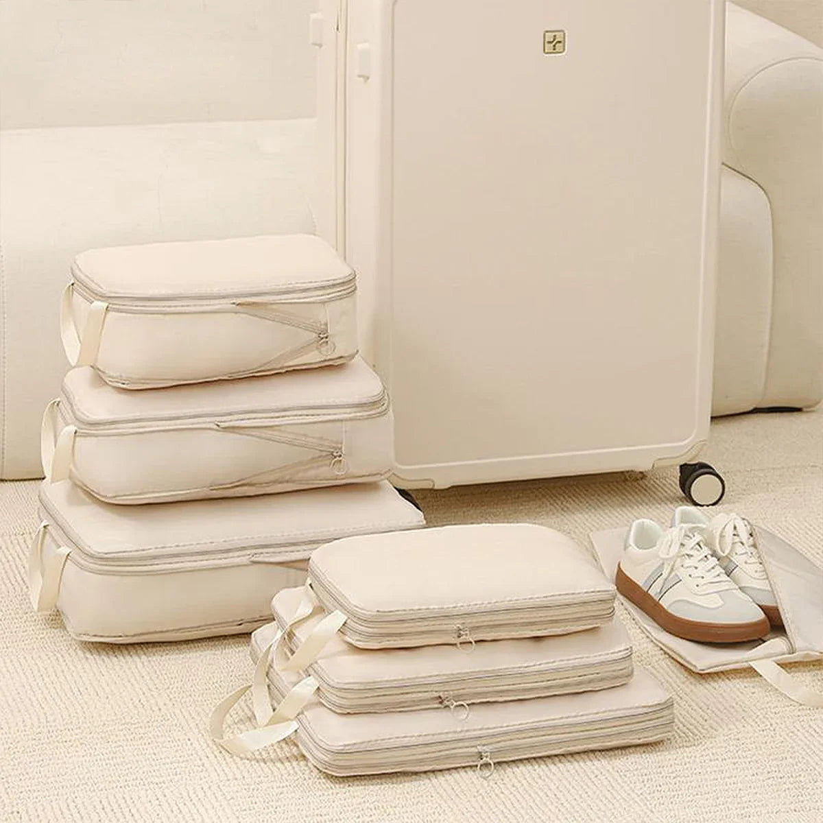 4-Piece Travel Compression Bag Set - Luggage Organizer and Packing Cubes for Efficient Travel Storage
