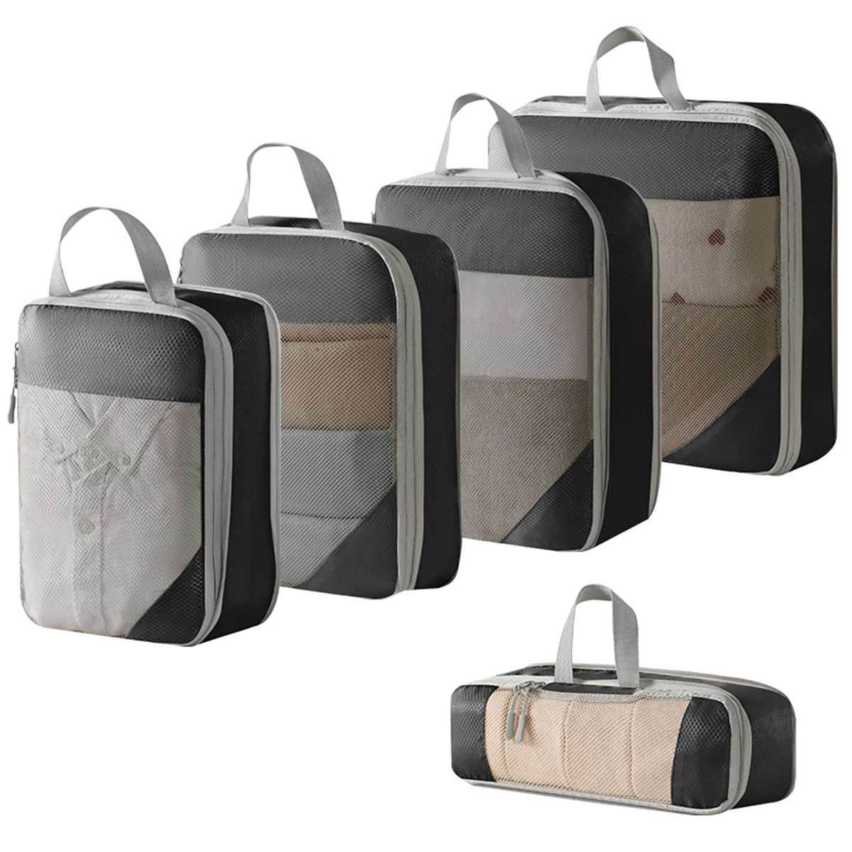 4-Piece Travel Compression Bag Set - Luggage Organizer and Packing Cubes for Efficient Travel Storage