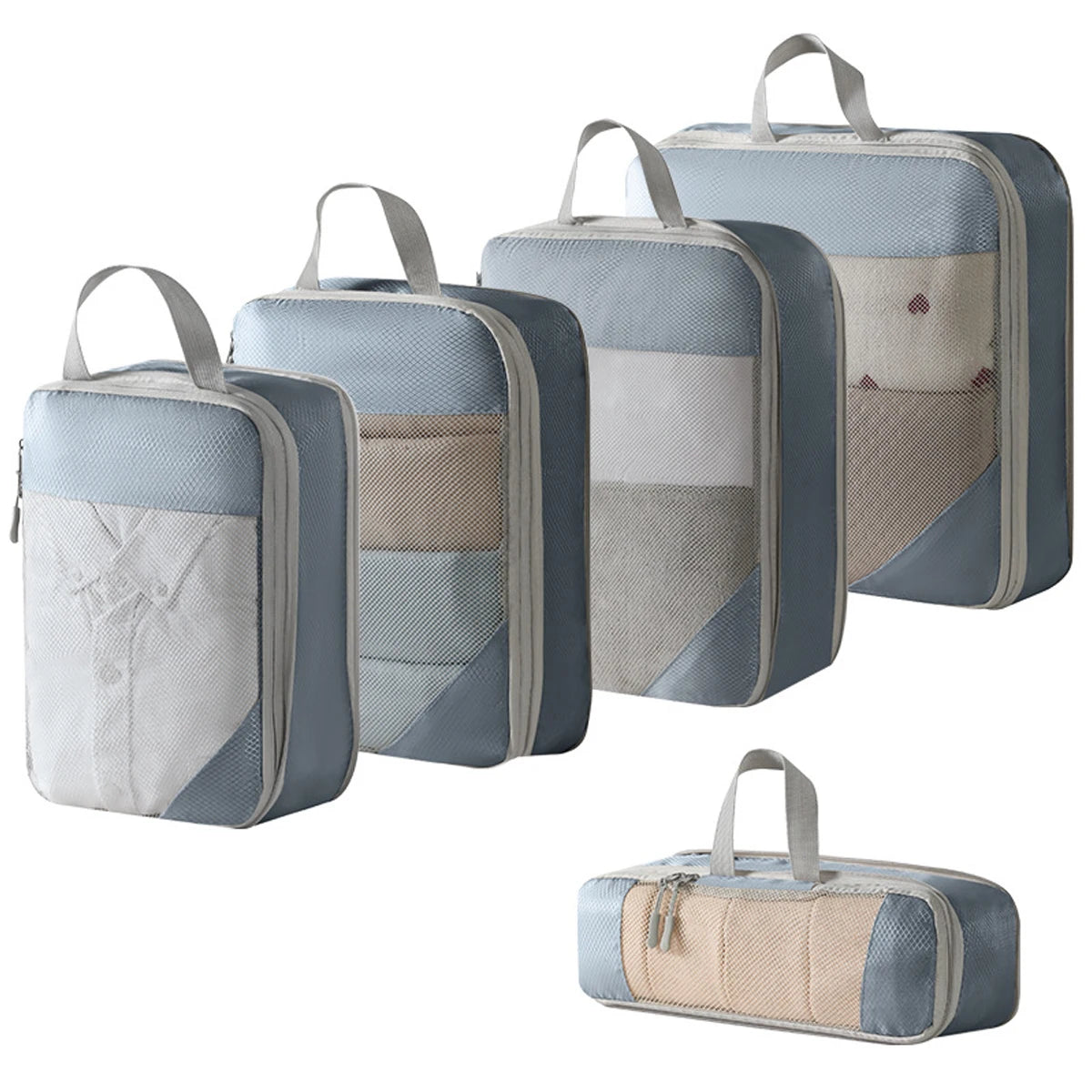 4-Piece Travel Compression Bag Set - Luggage Organizer and Packing Cubes for Efficient Travel Storage