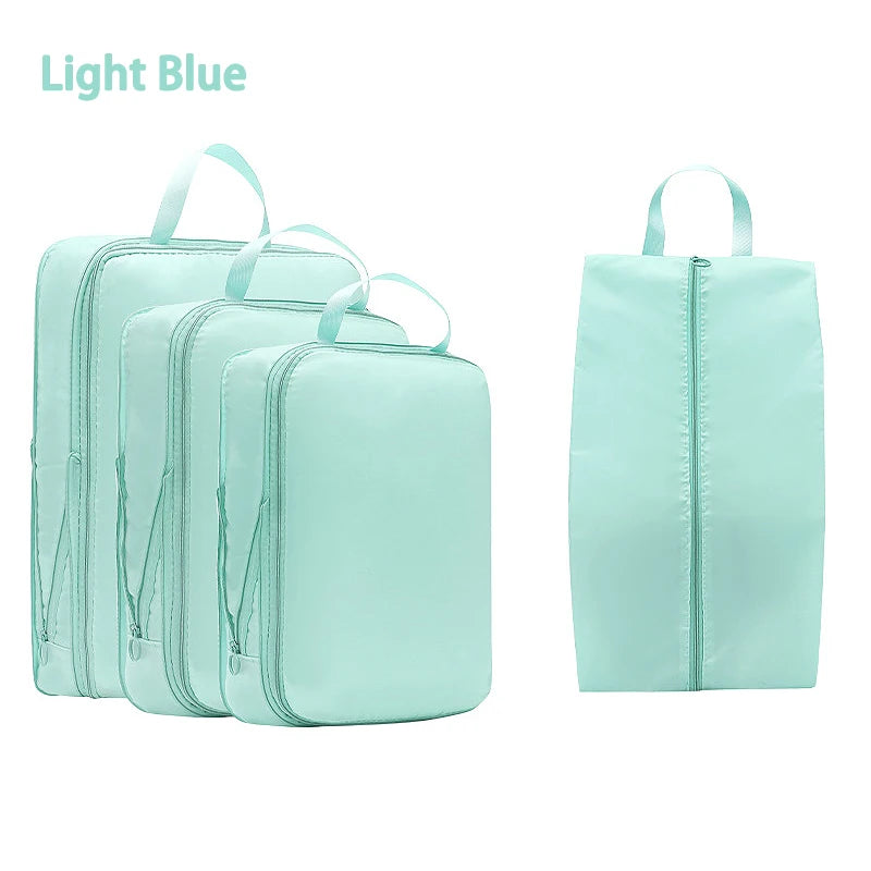 4-Piece Travel Compression Bag Set - Luggage Organizer and Packing Cubes for Efficient Travel Storage