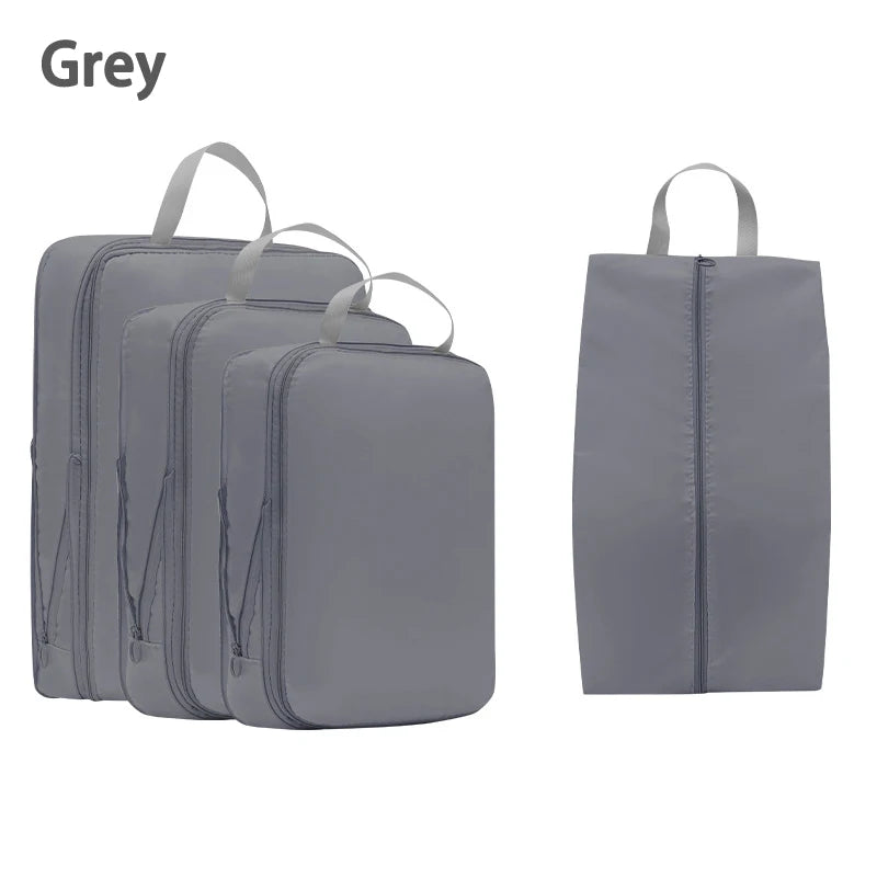 4-Piece Travel Compression Bag Set - Luggage Organizer and Packing Cubes for Efficient Travel Storage