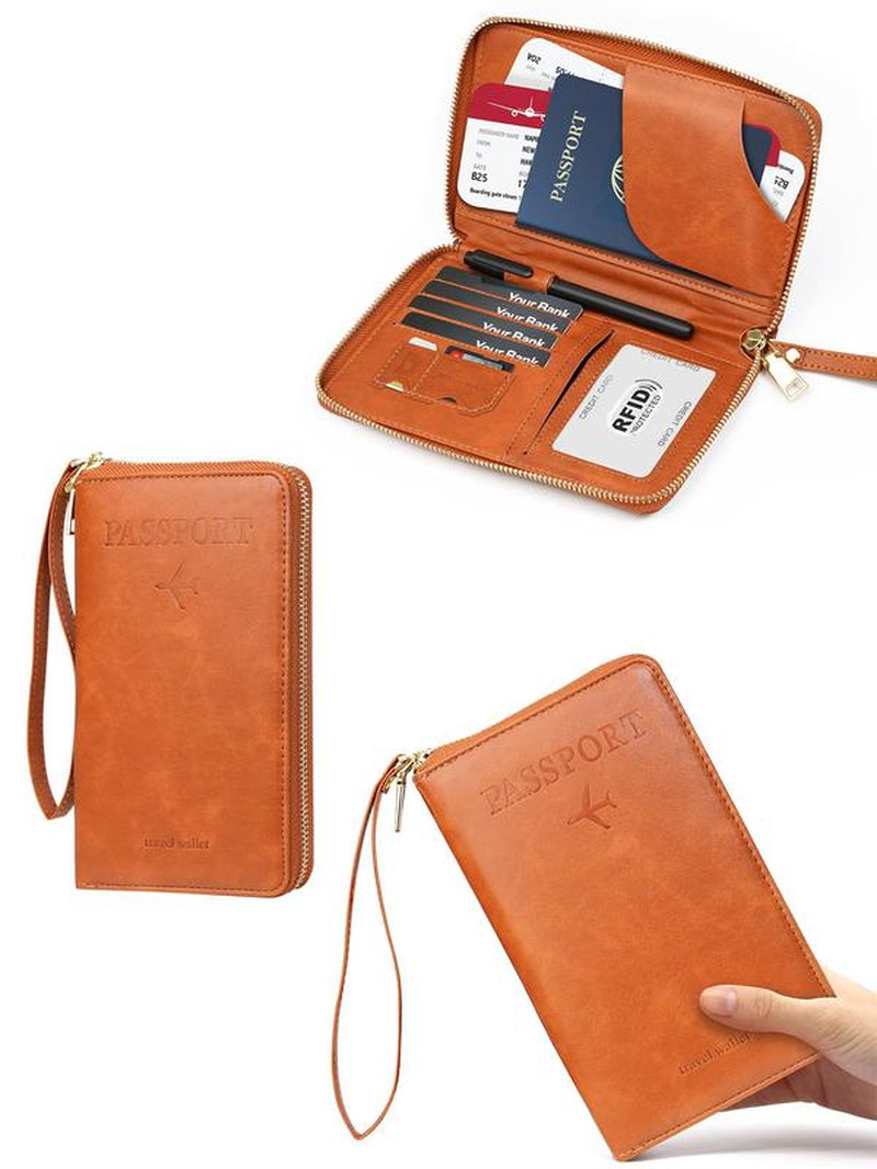 Passport Holder, Multi-Functional Zipper Travel Card Case, RFID Blocking Card Holder, Fashion Travel Wallet, Travel Accessories