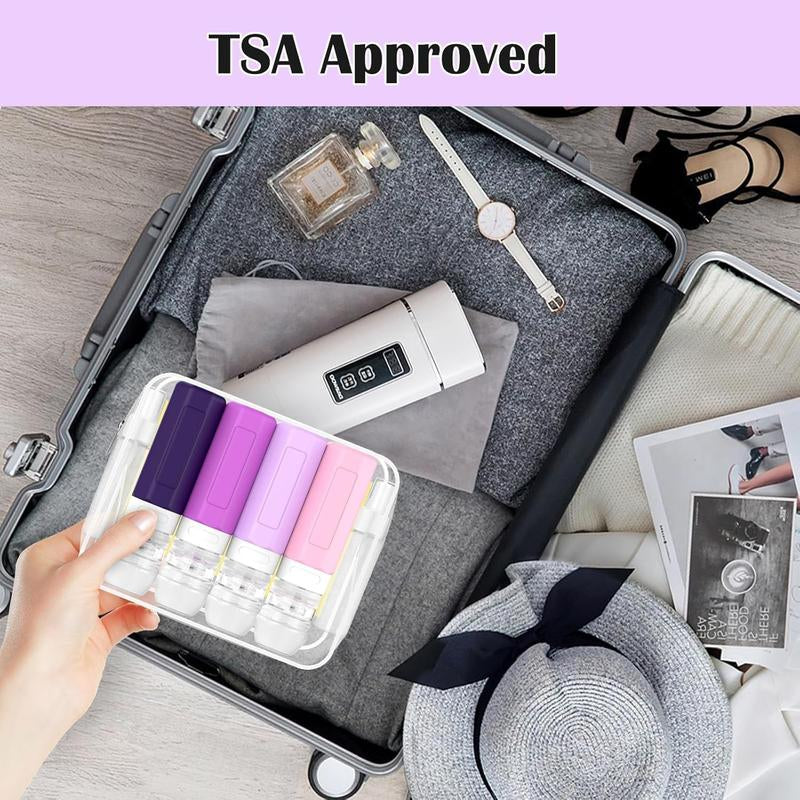 17 Count Travel Bottles for Toiletries, TSA Approved Travel Size Containers, Leak Proof Travel Containers for Toiletries, Refillable Travel Accessories for Shampoo Conditioner Purple