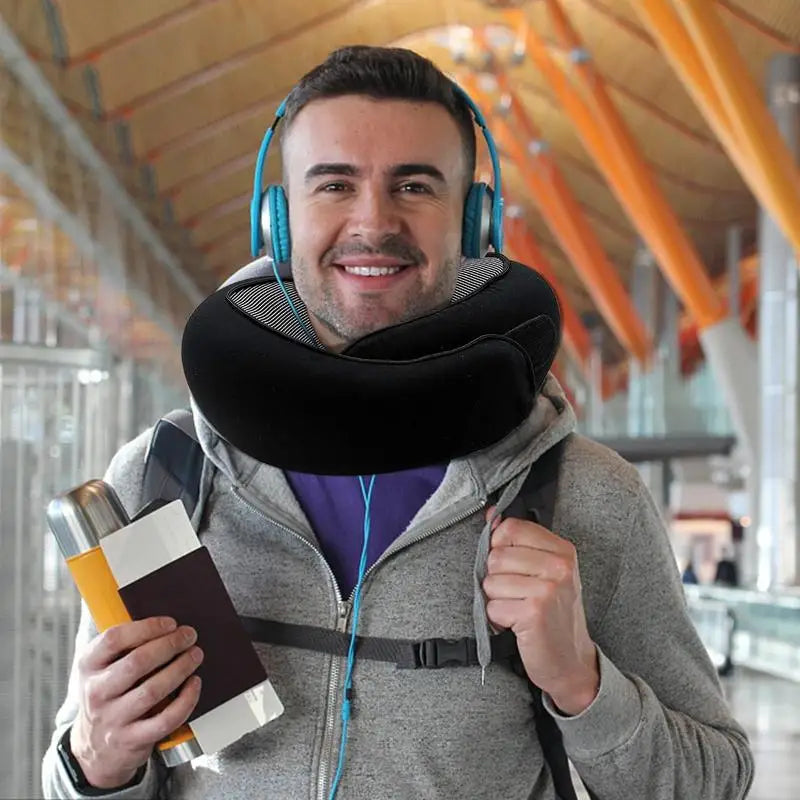 Ergonomic Travel Pillow - Memory Foam Neck Support for Ultimate Comfort on Flights and Journeys