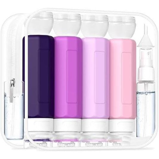 17 Count Travel Bottles for Toiletries, TSA Approved Travel Size Containers, Leak Proof Travel Containers for Toiletries, Refillable Travel Accessories for Shampoo Conditioner Purple